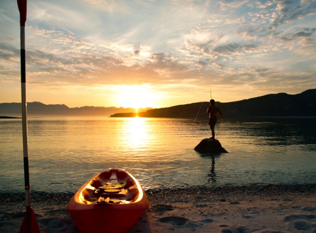Kayakeando al atardecer